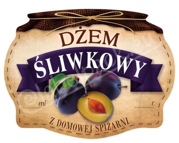DŻEM ŚLIWKOWY - Etykieta, naklejka 10x