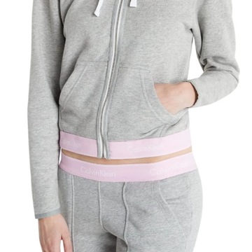 -23% CALVIN KLEIN BLUZA DAMSKA FULL ZIP SZARA S