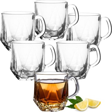 6x SZKLANKI 300ml DO KAWY HERBATY NAPOJÓW SZKLANKA Z UCHEM ZESTAW
