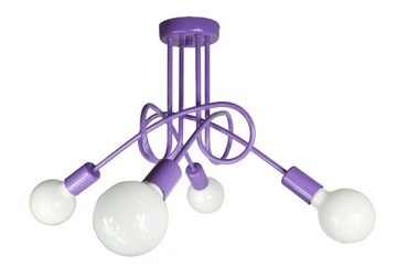 LAMPA WISZĄCA ŻYRANDOL EDISON 4 FIOLET LOFT PLAFON