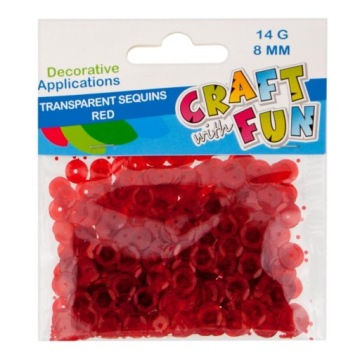 Паєтки прозорі круглі 8 мм червоні CRAFT WITH FUN 439331