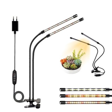 LAMPA DO WZROSTU ROŚLIN LED TIMER KLIPS/ 2 GŁOWICE