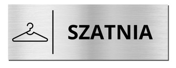 TABLICZKA NA DRZWI - SZATNIA | piktogram | 20x7cm | srebrna