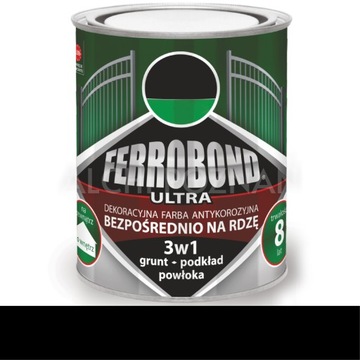 FARBA na rdze CZARNY POŁYSK 3w1 FERROBOND 0,7L
