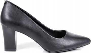 CZARNE CZÓŁENKA ELEGANCKIE BUTY DAMSKIE NA STABILNYM OBCASIE SERGIO LEONE