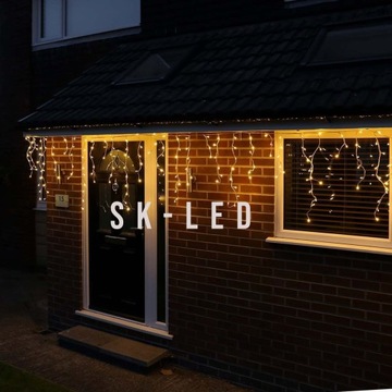 KURTYNA ŚWIETLNA 100 LED SOPLE BIAŁE CIEPŁE GRUBE