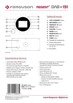 Цифровое радио FM RDS 151 DAB+ Ferguson Bluetooth