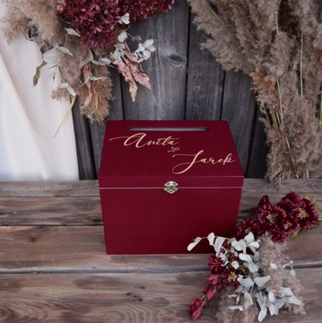 Большая Бордовая Коробка Бордового цвета для КОНВЕРТОВ + ОБРУЧАЛЬНЫХ КОЛЬЦ.