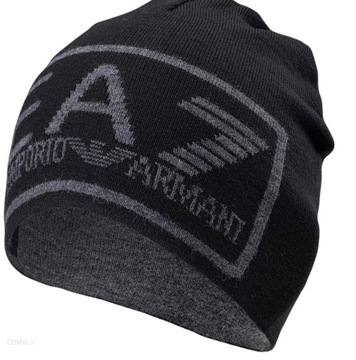 EMPORIO ARMANI EA7 męski szalik+czapka markowy zestaw BLACK NEW