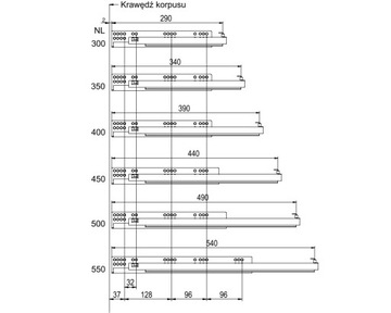 3D направляющая нижнего ящика, полное выдвижение L500 мм, бесшумное закрывание