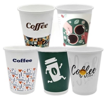 Kubki papierowe do kawy herbaty COFFEE mix 250ml 100szt (do odsprzedaży)