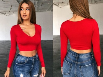 TOPIK Damski krótka BLUZKA Długi RĘKAW w PANTERKĘ S/M