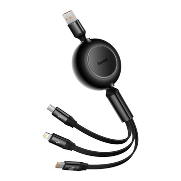 BASEUS BRIGHT MIRROR 2 ZWIJANY KABEL 3W1 USB - MICRO+LIGHTNING+ C 66W 1.1M