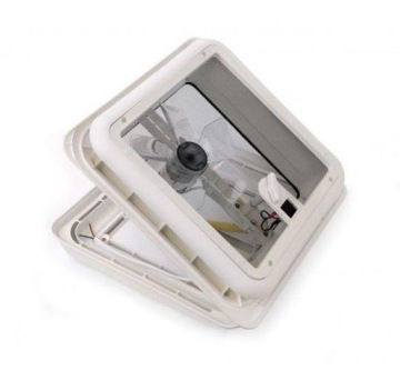 Мансардное окно для кемпера Fiamma TURBO Vent 12V с вентилятором 28x28 F белое переднее