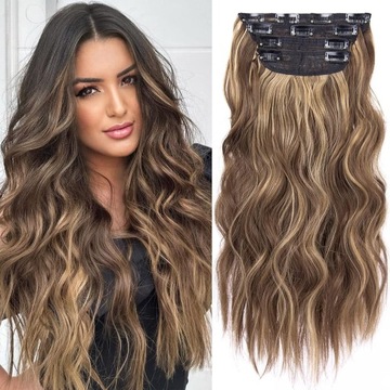 Feshfen 22H10 syntetyczne doczepiane włosy Miodowy blond jasny brąz 50 CM