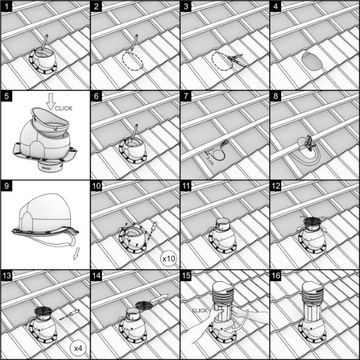 Вентиляционный камин низкий 125 мм Parotec для металлической крыши Profile B15