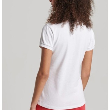 Koszulka damska polówka SUPERDRY biała bawełniana polo r XS