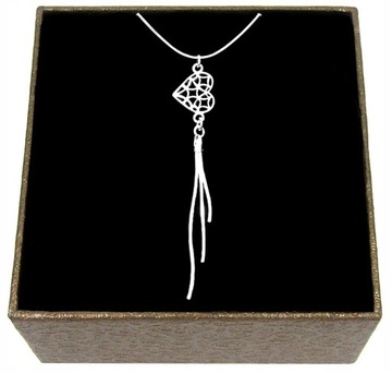 NASZYJNIK SREBRNY ŁAŃCUSZEK WISIOR SERCE SREBRO 925 DIAMENTOWANY 45cm