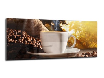 panel szklany między meble dekor 125x50 kawa