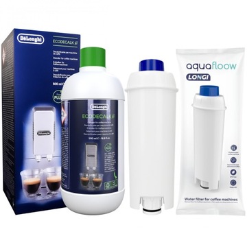 AquaFloow filtr wody do ekspresu Delonghi + odkamieniacz Delonghi 500ml
