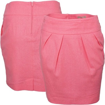 Orsay Ołówkowa Kobieca Lniana Różowa Spódnica Mini Spódniczka Len S 36