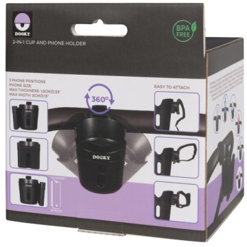 Подстаканник и держатель для телефона 2 в 1 для коляски Dooky