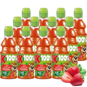 Kubuś 100% Sok jabłko marchew banan truskawka 300 ml x 12 sztuk