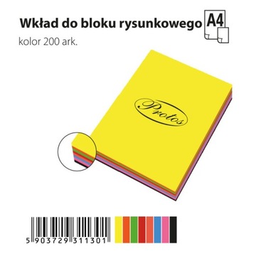 Blok rysunkowy kolor wkład A4/200ark. Protos
