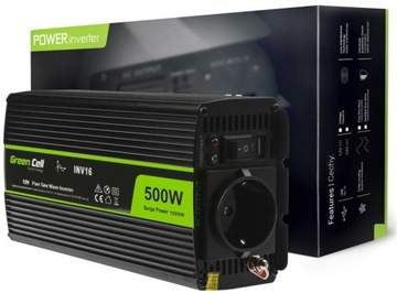 Преобразователь GREEN CELL 12 В в 230 В, 500 Вт/1000 Вт