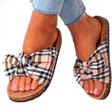 ТАПОЧКИ ЖЕНСКИЕ ПРОФИЛИРОВАННЫЕ ТАПОЧКИ С БАНТОМ