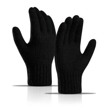Rękawiczki bawełniane czarne zimowe miękkie ciepłe uniwersalne