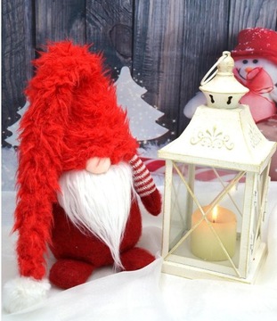 РОЖДЕСТВЕНСКИЙ ОРНАМЕНТ СТОЯЩИЙ ЭЛЬФИНИЯ САНТА В МЕХОВОЙ ШАПКЕ 64,5 СМ