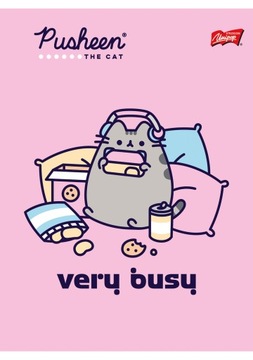 ZESZYT UNIPAP A5-32 KRATKA PUSHEEN - różowe tło - KOTKA - VERY BUSY