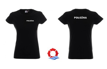 Koszulka bawełniana czarna damska Położna L