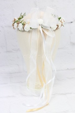 Венок для причастия, тонкий, ЗОЛОТОЙ папоротник, ЖЕМЧУГ