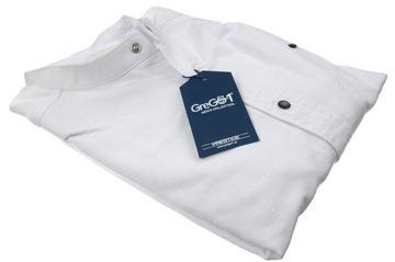 Męska biała dżinsowa koszula ze stójką długi rękaw XXL 2XL GreGo1 slim fit