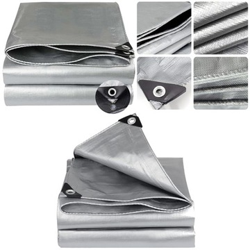 Брезент 160 г Толстый Прочный 6x10 СЕРЕБРЯНЫЙ Морозостойкий Водонепроницаемый УФ+++