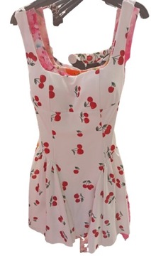Sukienka ramiączka wiązanie na plecach rozkloszowana brzoskwinie