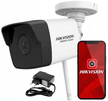 Kamera IP WiFi Hikvision HWI-B120-D/W Zewnętrzna FullHD Mikrofon + Zasilacz