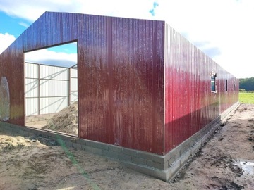 GARAŻE BLASZANE GARAŻ BLASZANA HALA 8X24 wiśnia