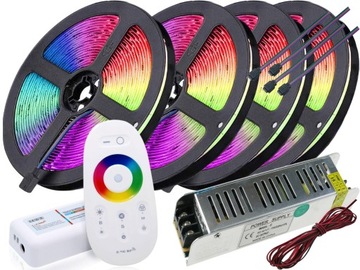 ZESTAW 20M 600 LED Pilot Taśma Zasilacz RGB BIAŁY