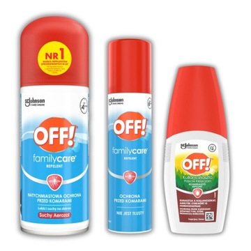 AEROZOLE PRZECIW KLESZCZOM KOMAROM MUCHOM OFF! 3X100ML DLA CAŁEJ RODZINY