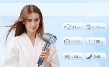 МОЩНЫЙ ФЕН ИОНИЗАЦИЯ 21 М/С 1600ВТ СИНИЙ ИЗ ПОЛЬШИ