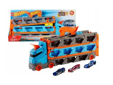 HOT WHEELS TRANSPORTER ZESTAW DLA DZIECI 2W1 TOR WYŚCIGOWY CITY 3 AUTA