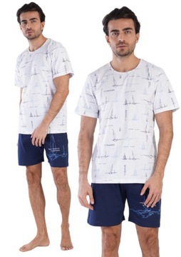 Piżama Męska bawełniana Vienetta 4XL duże rozmiary z krótkim rękawem +size
