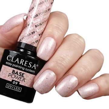 CLARESA Base Power 09 Baza Hybrydowa do paznokci 5g bezkwasowa RÓŻ ZŁOTO