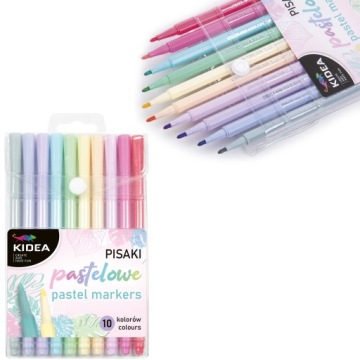 PISAKI FLAMASTRY PASTELOWE ZESTAW 10 KOLORÓW KIDEA