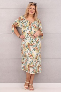 СВОБОДНОЕ ДЛИННОЕ ЛЕТНЕЕ ПЛАТЬЕ, БОЛЬШИЕ РАЗМЕРЫ, OVERSIZE, ПЛЯЖ, С УЗОРОМ, ЛИСТЬЯ