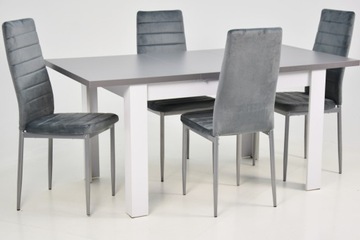 КУХОННЫЙ комплект белый СТОЛ и 4 стула СЕРЫЙ ВЕЛОР