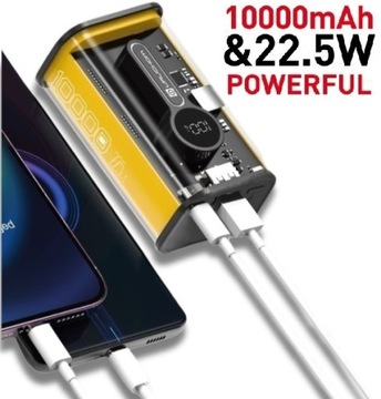 POWERBANK 10000 mAh 22.5W LEKKI QC4.0 PD3.0 USB-C ŻÓŁTY POWER BANK